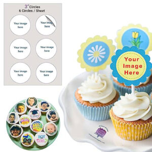3" Edible Cupcake Topper - 6 Circles / Sheet